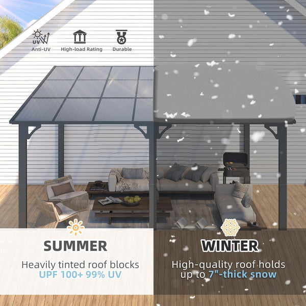 YODOLLA 12' x 14' Hardtop Gazebo Outdoor Aluminum Pergola For Garden, Patio, Backyard-Dark Grey
