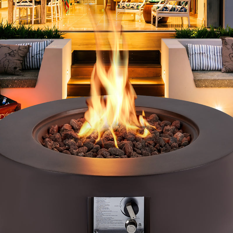AVAWING 30In Outdoor Propane Fire Pit Gas Table 50,000 BTU Auto-Ignition Gas Firepit and Tank Holder w/ Weather-Resistant Pit Cover, Lava Rocks, CSA Certification, Brown