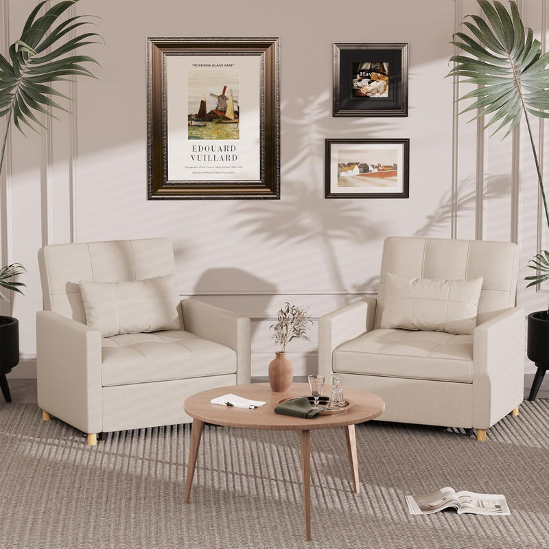 AECOJOY Sleeper Chair Bed 3 in 1 Sofa Bed for Adults Fold Out Sofa Convertible Reading Chair,Cream Beige