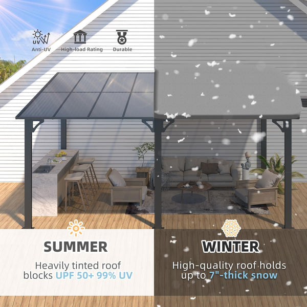 YODOLLA 10' x 16' Hardtop Gazebo Outdoor Aluminum Pergola For Garden, Patio, Backyard-Dark Grey
