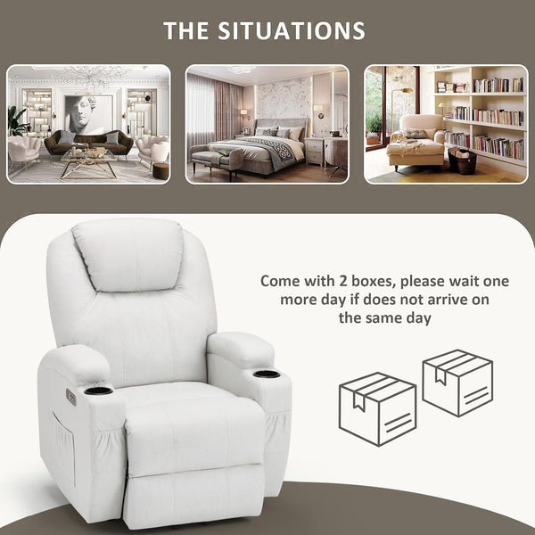 YODOLLA Danrelax Power Lift Chair Recliner Sofa for Elderly, Heavy Duty & Safety Motion Reclining Mechanism, 2 Side Pockets and Cup Holders, USB Ports,White
