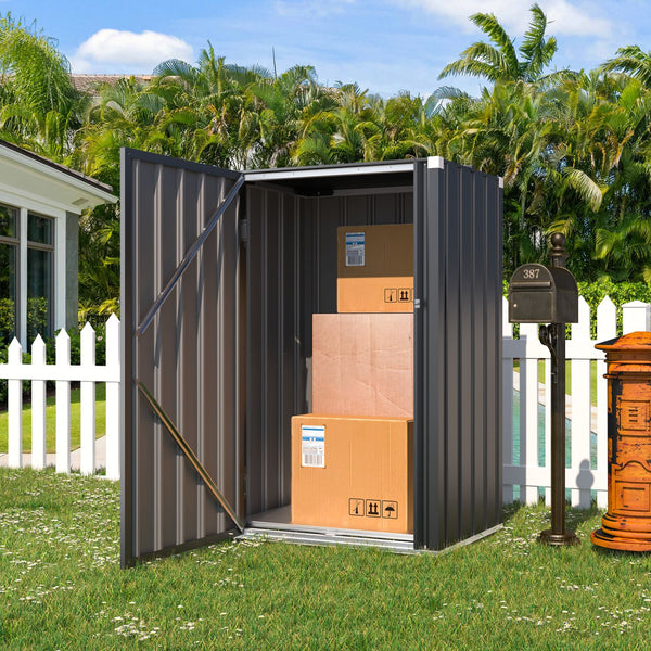 YODOLLA Outdoor Storage Cabinet with Floor & Metal Small Cabinet Waterproof & Package Delivery Boxes for Patio in Dark Grey
