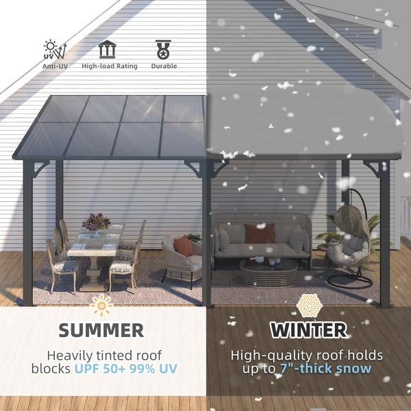 YODOLLA 8' x 16' Hardtop Gazebo Outdoor Aluminum Pergola For Garden, Patio, Backyard-Dark Grey