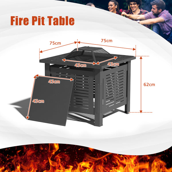 AECOJOY 30" Outdoor Fire Pit Table 3 in 1 Fire Pits for Outside with Removable Lid & Waterproof Cover and Tables