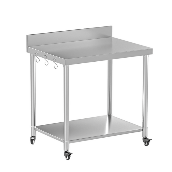 AECOJOY 36"x30" Stainless Steel Table with Shelves, Food Prep Table for Commercial Worktables & Workstations with 2 Adjustable Tier Overshelves