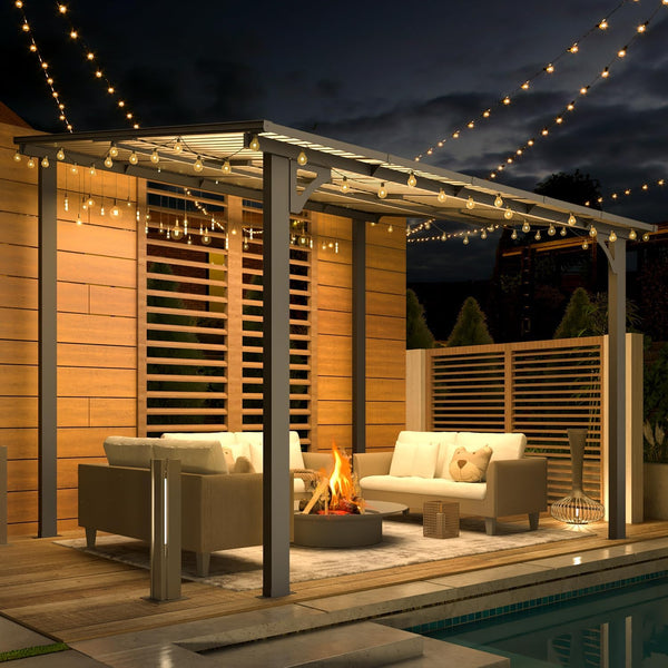 YODOLLA 8' x 10' Hardtop Gazebo Outdoor Aluminum Pergola For Garden, Patio, Backyard-Dark Gray