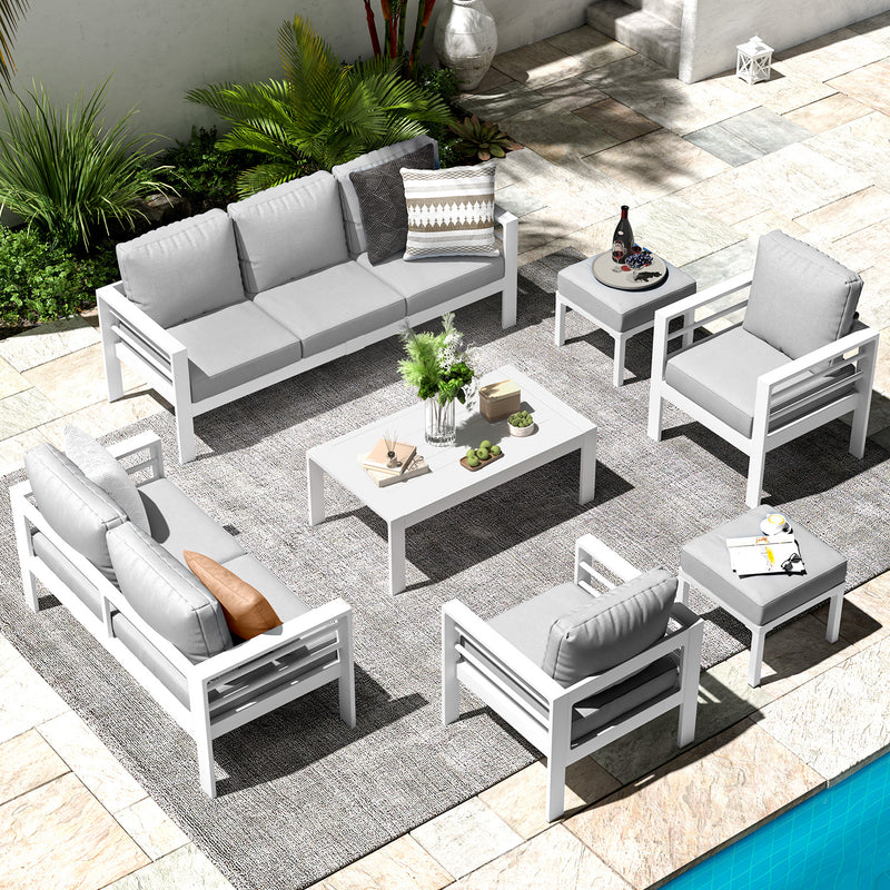 YODOLLA Patio Furniture Sets on Sale for Porch Grey Cushions