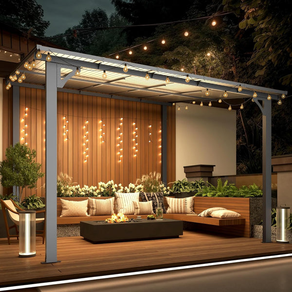 YODOLLA 10' x 10' Hardtop Gazebo Outdoor Aluminum Pergola For Garden, Patio, Backyard-Dark Gray