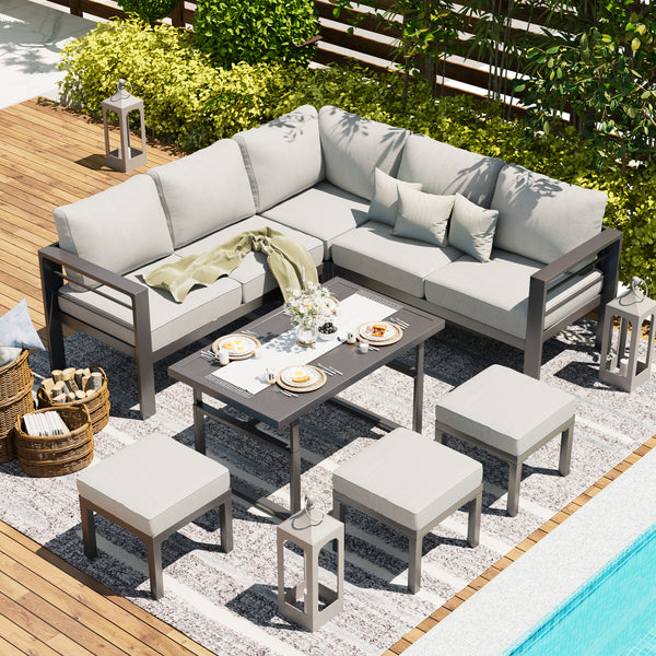 7-Pieces Patio Furniture sets Grey