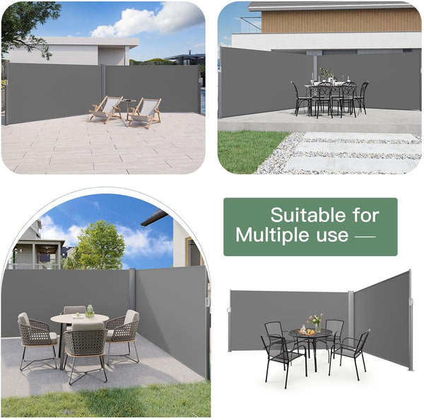 YODOLLA 236" x 63" Gray Polyester Outdoor Panel Privacy Screen
