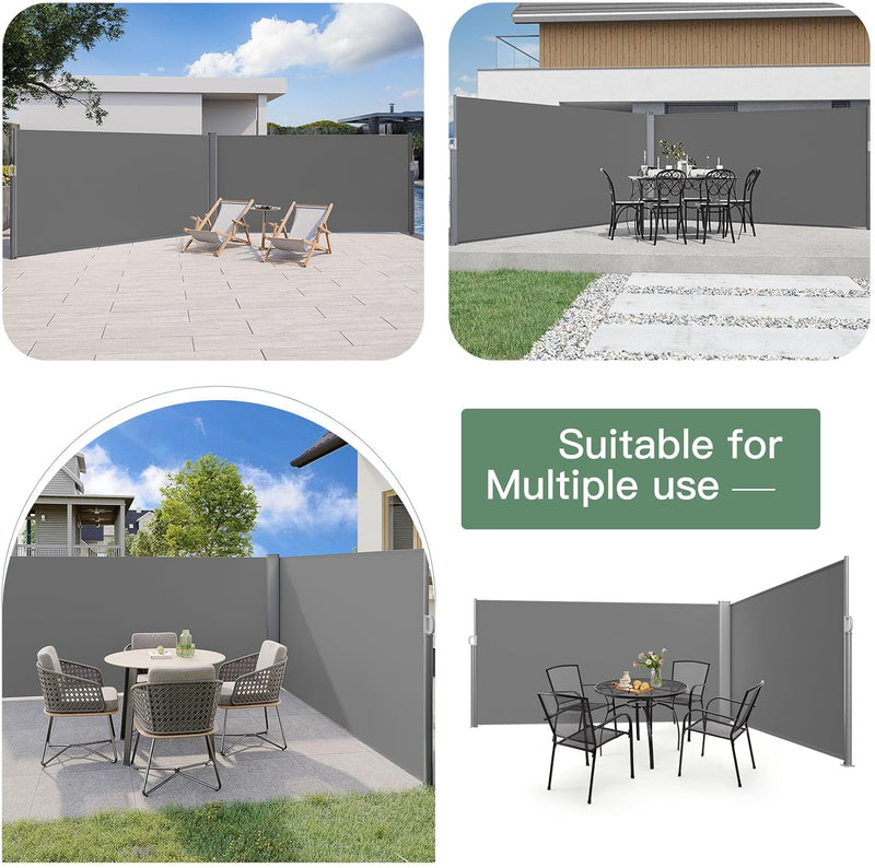 YODOLLA 236" x 63" Gray Polyester Outdoor Panel Privacy Screen