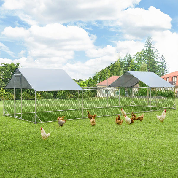 AECOJOY Chicken Coop，Metal Chicken Run for 6 8 Chicken 260 Sq.Ft