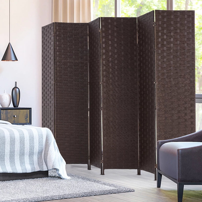 6 Panels Room Divider, 6 FT Tall Weave Fiber Room Divider