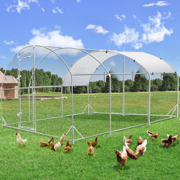 AECOJOY Chicken Coop Run Metal Chicken Playpen for 10-34
