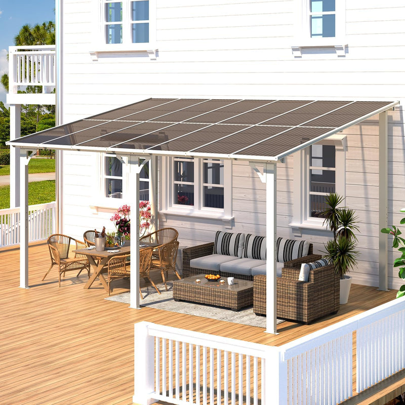 YODOLLA 10' x 14' Hardtop Gazebo Outdoor Aluminum Pergola for Garden, Patio, Backyard-White