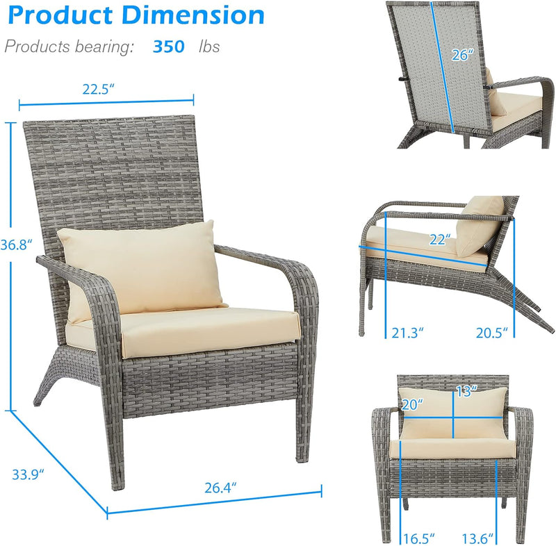 YODOLLA Patio Chairs Set of 2, High Back Wicker Outdoor Dining Chairs in Gray