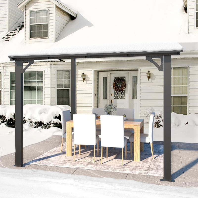 YODOLLA 8' x 8' Hardtop Gazebo Outdoor Aluminum Pergola For Garden, Patio, Backyard-Dark Gray