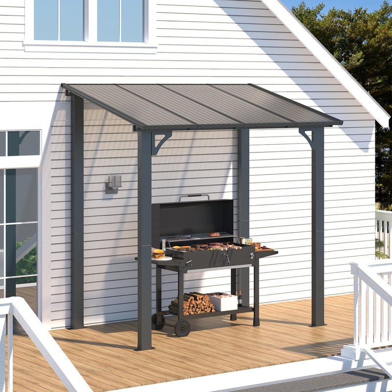 YODOLLA 5' x 8' Hardtop Gazebo Outdoor Aluminum Pergola For Garden, Patio, Backyard-Dark Grey