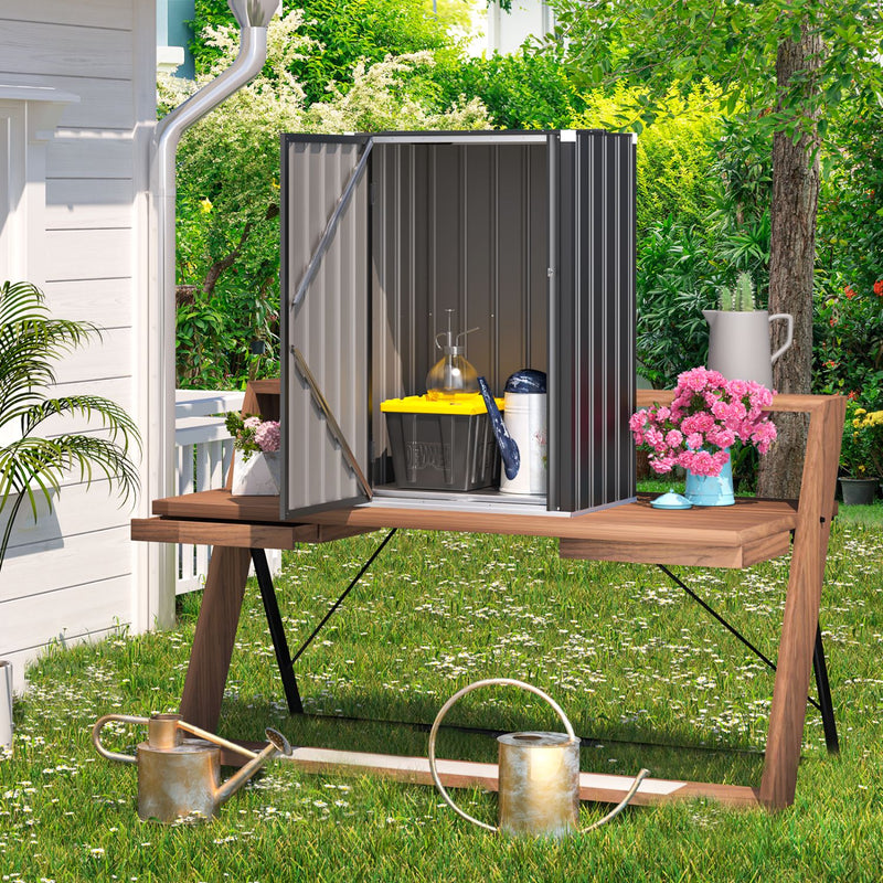 AECOJOY Outdoor Storage Cabinet with Floor & Metal Small Cabinet Waterproof  & Package Delivery Boxes for Patio in Dark Grey