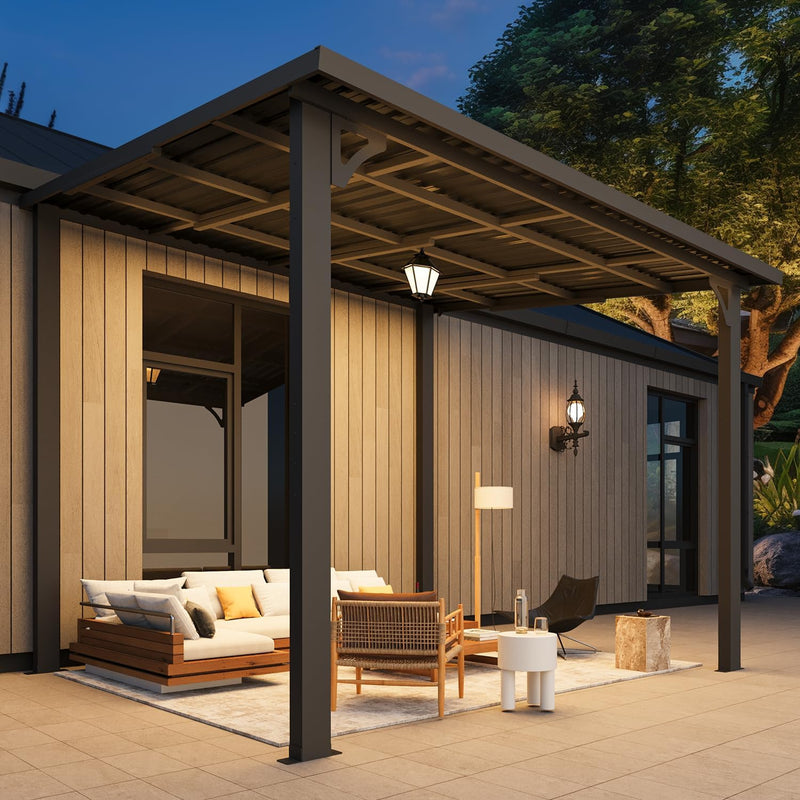 YODOLLA 10' x 8' Hardtop Gazebo, Heavy Duty Outdoor Gazebo with Galvanized Steel Sloping Roof, All Weatherproof Metal Gazebo Featuring Vertical Stripes for Patio, Backyard, and Lawns