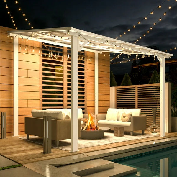AECOJOY 8' x 10' Hardtop Gazebo Outdoor Aluminum Pergola-White