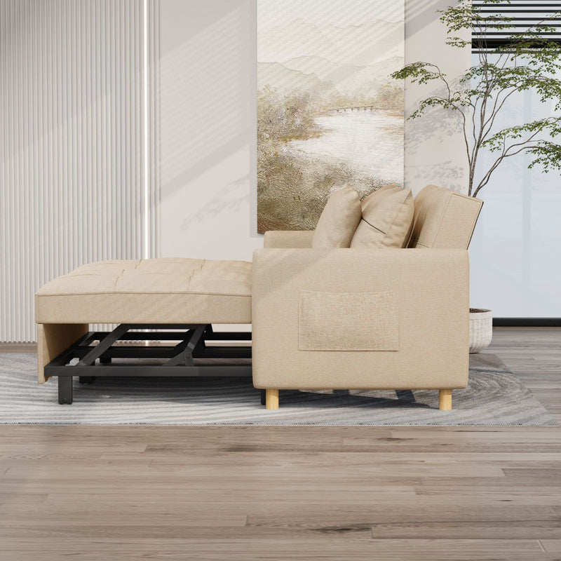 YODOLLA 71" Sleeper Sofa Bed & 3-in-1 Futon Pull Out Couch for Living Room & Bedroom, Convertible Loveseat in Beige