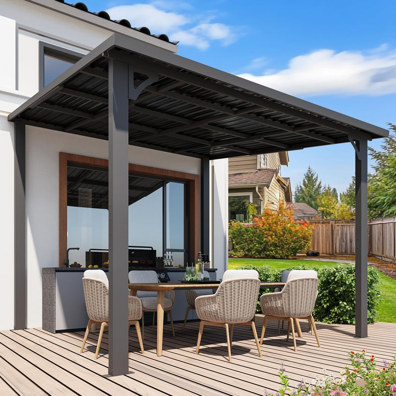YODOLLA 10' x 10' Hardtop Gazebo, Heavy Duty Outdoor Gazebo with Galvanized Steel Sloping Roof, All Weatherproof Metal Gazebo Featuring Vertical Stripes for Patio, Backyard, and Lawns