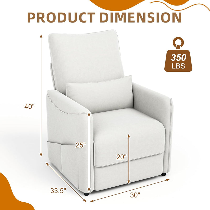 YODOLLA Power Recliner Chair for Adults, Modern Electric Reclining Sofa Chair with Lumbar Support for Living Room, Beige White