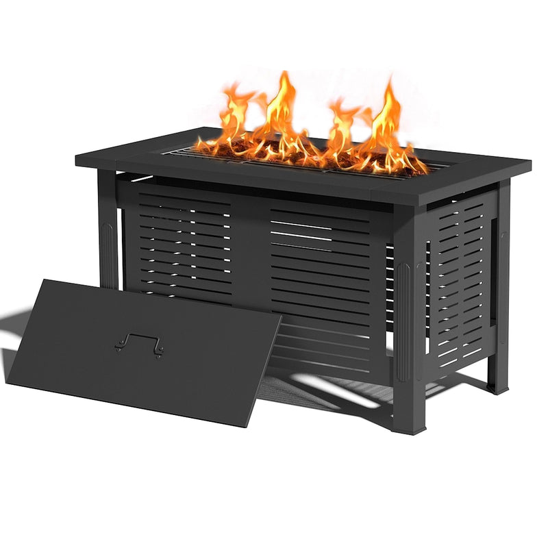 AECOJOY 43" Fire Pits for Outside Outdoor Fire Pit Table with Removable Lid & Waterproof Cover and Tables