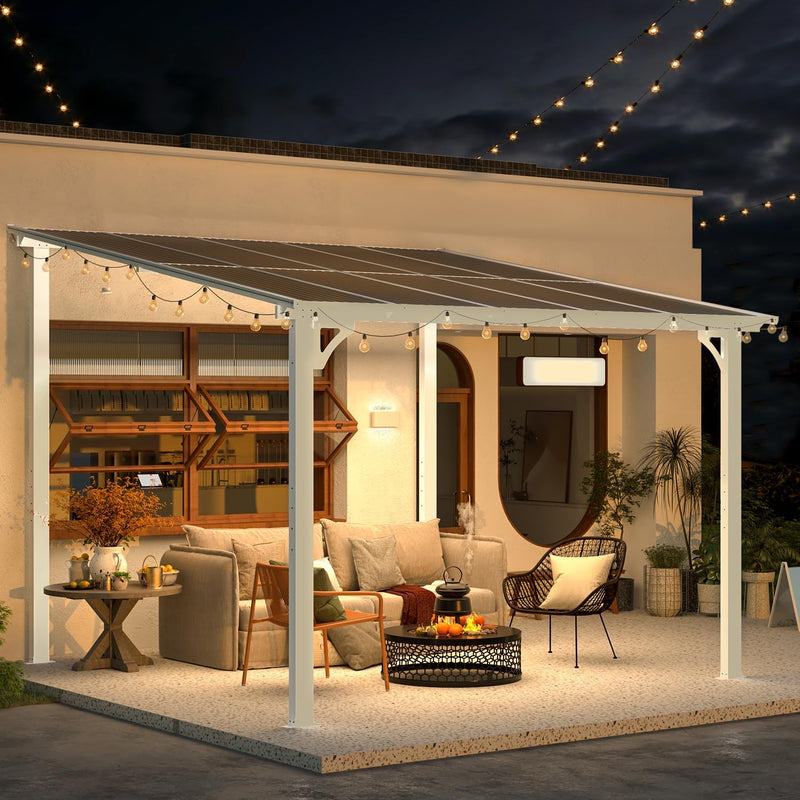 YODOLLA 10' x 10' Hardtop Gazebo Outdoor Aluminum Pergola For Garden, Patio, Backyard-White