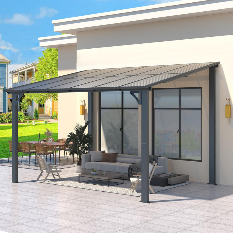 YODOLLA 8' x 12' Hardtop Gazebo Outdoor Aluminum Pergola For Garden, Patio, Backyard-Dark Grey