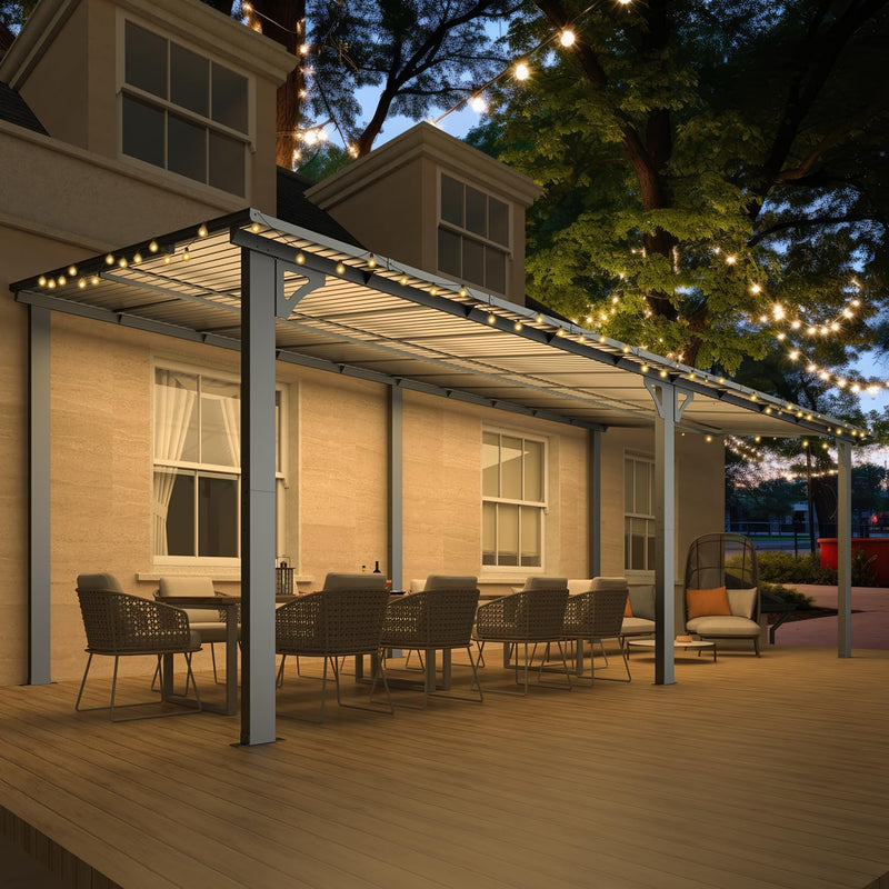 YODOLLA 10' x 20' Hardtop Gazebo Outdoor Aluminum Pergola For Garden, Patio, Backyard-Dark Grey