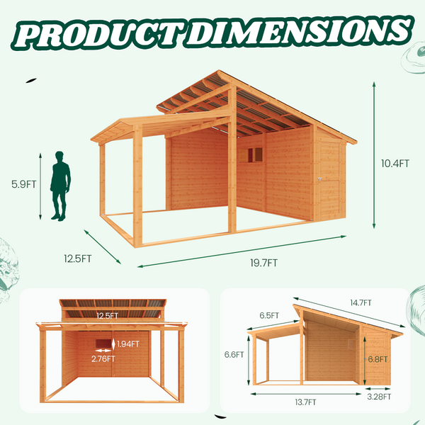 AECOJOY 20' x 12' Outdoor Wooden Gazebo in Brown – A Perfect Pergola for Backyard BBQs, Outdoor Cooking, and Storage Needs