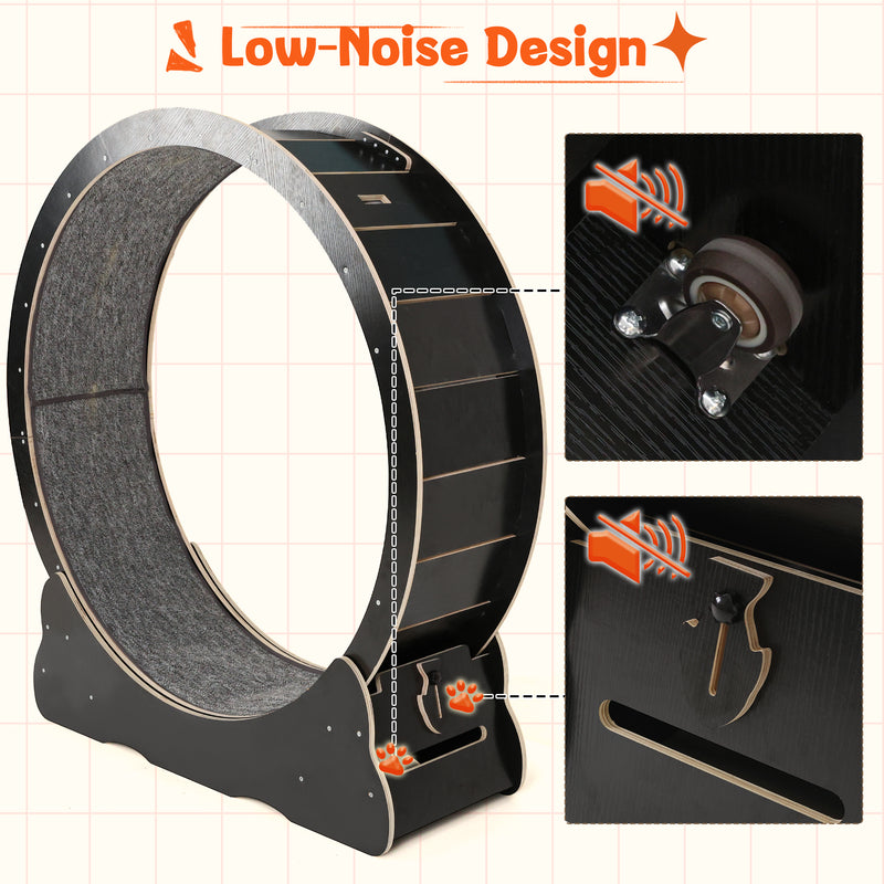 YODOLLA 45” Cat Treadmill Large XL Quiet Cat Exercise Running Wheel for Indoor Cats,Black