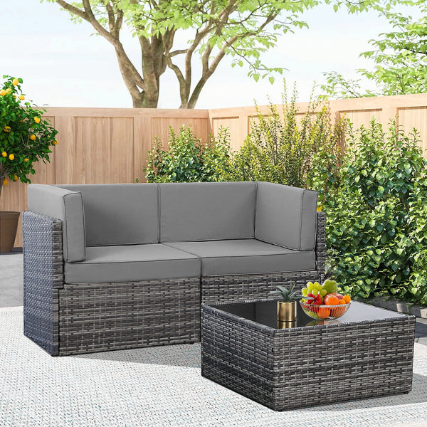 3 Piece Outdoor Patio Furniture Set，BGrey