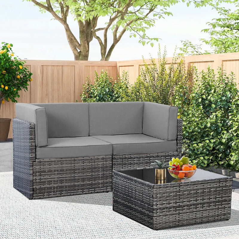 3 Piece Outdoor Patio Furniture Set，BGrey