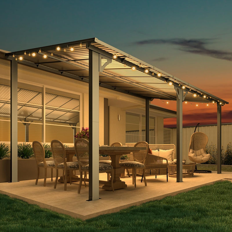 YODOLLA 8' x 16' Hardtop Gazebo Outdoor Aluminum Pergola For Garden, Patio, Backyard-Dark Grey