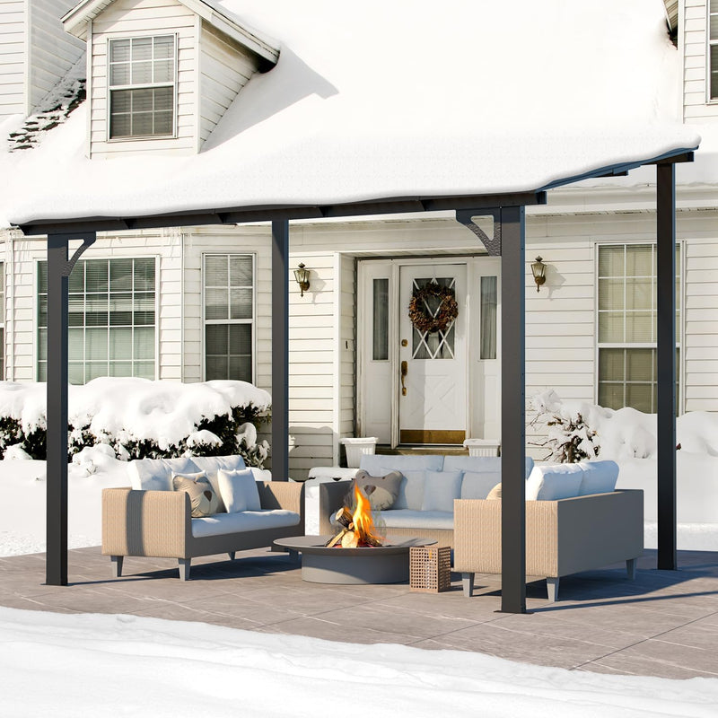 YODOLLA 8' x 10' Hardtop Gazebo Outdoor Aluminum Pergola For Garden, Patio, Backyard-Dark Gray