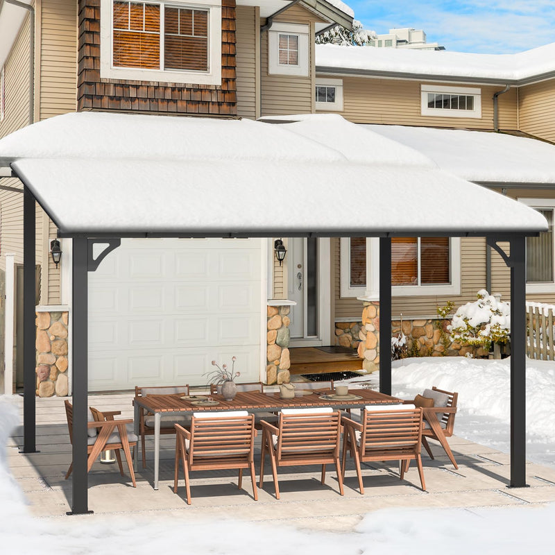 YODOLLA 10' x 12' Hardtop Gazebo Outdoor Aluminum Pergola for Garden, Patio, Backyard-Dark Gray