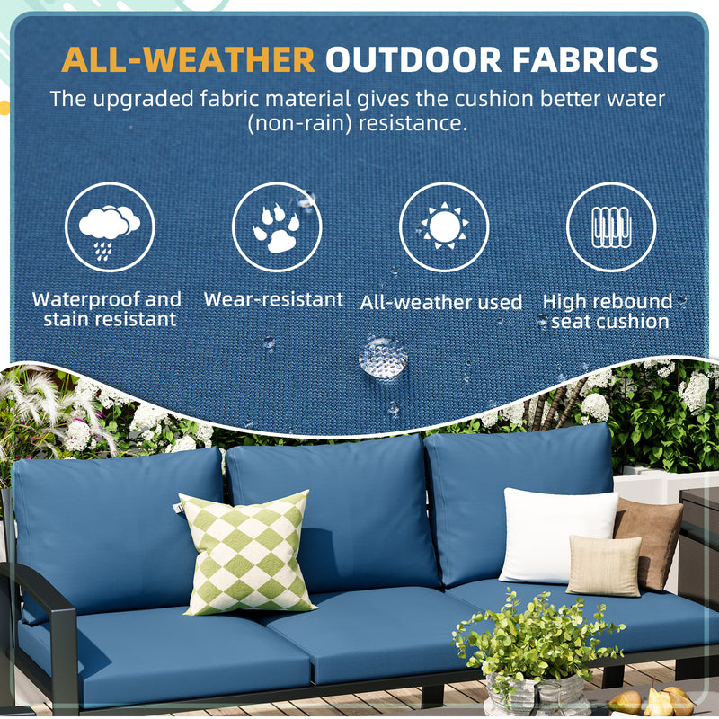 AECOJOY Metal Patio Furniture Set with Cover Outdoor Furniture sets With Storage Boxes on Sale with Blue Cushion for Balcony Porch, Lawn and More