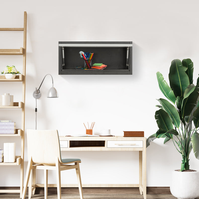 AECOJOY Metal Garage Storage Cabinet Wall-Mounted Locking Cabinet Hanging Garage Cabinets with Up-Flip Door Medicine Cabinet