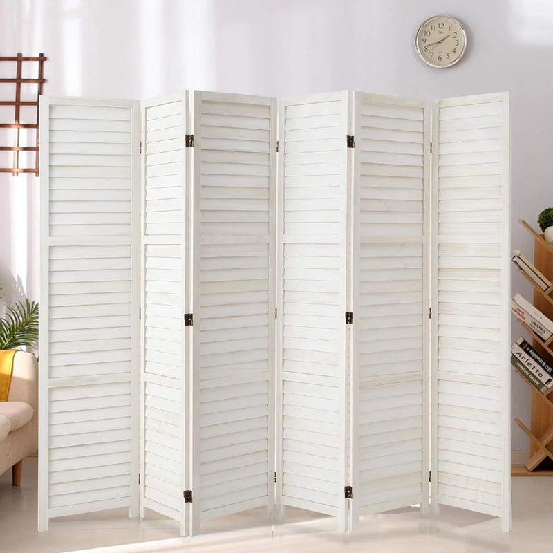 6 Panel Wood Room Divider 5.6 Ft Tall Folding Privacy Screen