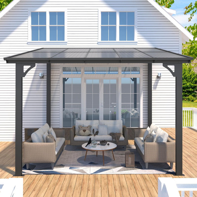 YODOLLA 8' x 10' Hardtop Gazebo Outdoor Aluminum Pergola For Garden, Patio, Backyard-Dark Gray