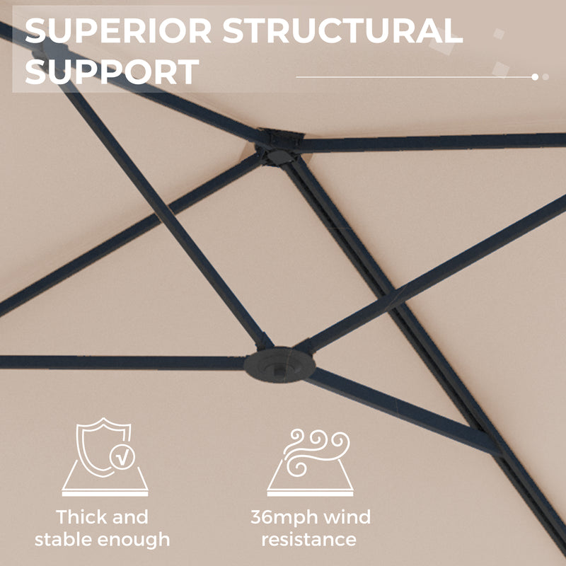 AECOJOY 10 ft Wall Mounted Patio Umbrella Outdoor Rectangle Umbrella with 180° Rotation for Outside in Beige
