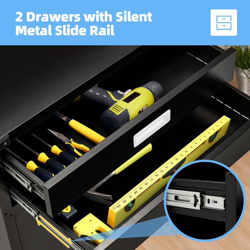 AECOJOY Metal Steel Mobile Tool Cart with Storage Drawer Tool Chest On Wheels Tool Box Garage Organizer for Workshop Warehouse Garage, White Handle