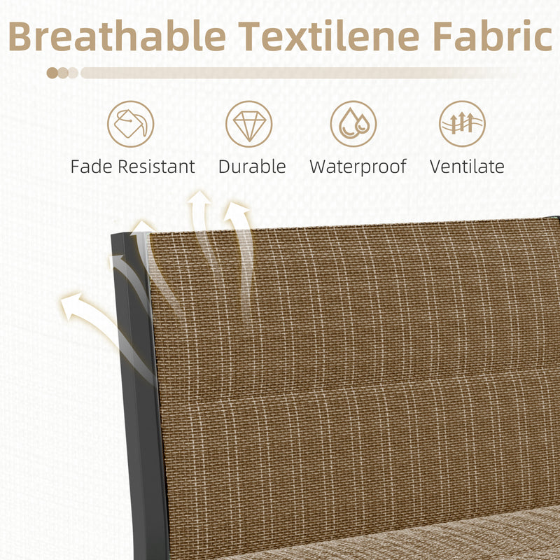 AECOJOY Outdoor Furniture Sets, 7 Pieces Cotton-Filled Textilene Fabric Outdoor Coffee Table and Chairs for Garden, Brown