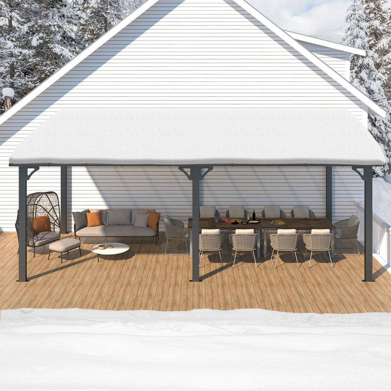 YODOLLA 10' x 20' Hardtop Gazebo Outdoor Aluminum Pergola For Garden, Patio, Backyard-Dark Grey