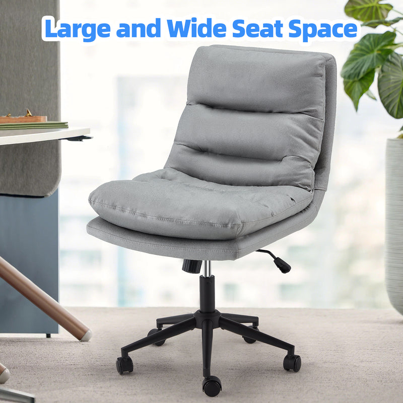 YODOLLA Office Chair on Clearance, Adjustable Height Vanity Chair Armless Desk Chair and Premium Leathaire Swivel Chair for Office, Home, Grey