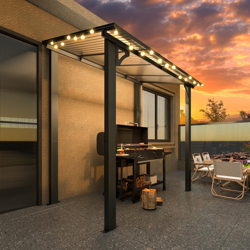 YODOLLA 5' x 8' Hardtop Gazebo Outdoor Aluminum Pergola For Garden, Patio, Backyard-Dark Grey