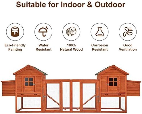 YODOLLA 123” Large Wooden Chicken Coop For 6 8 chickens Chicken Coop Clearance with Nesting Boxes